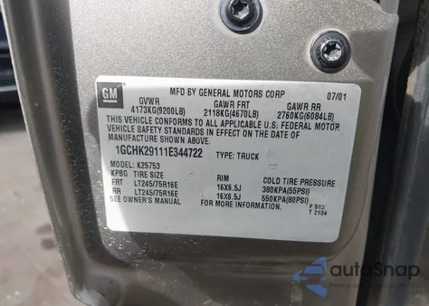 2001 Chevrolet Silverado 2500Hd Lt z USA, uszkodzony, nr VIN 1GCHK29111E344722